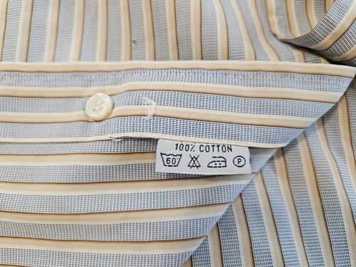 Brioni Men's Large Long Sleeve Button Down Up Shirt 100% Cotton Stripe HOLE BX6 - Picture 23 of 24