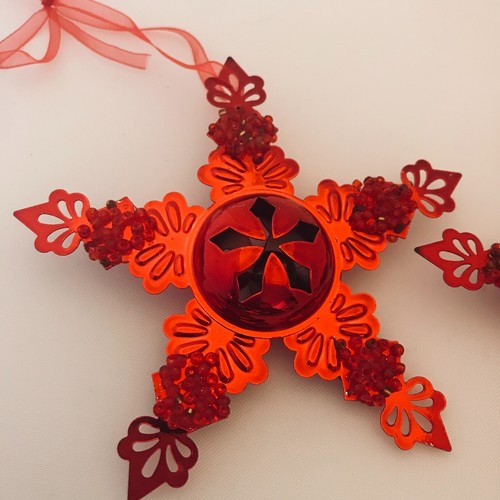 #2956 Red metal star Christmas ornaments 4.5 X 4.5 - Picture 7 of 7