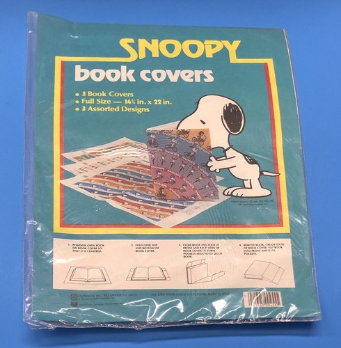 3 Pack Snoopy Book Covers Peanuts Three Assorted Designs New in Wrapping Lot B - Picture 1 of 2