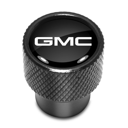 GMC Logo in Black on Black Aluminum Tire Valve Stem Caps - Picture 2 of 4