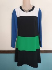 MICHAEL KORS Womens Size 2 Small Black White Blue & Green Knit Dress IMMACULATE 