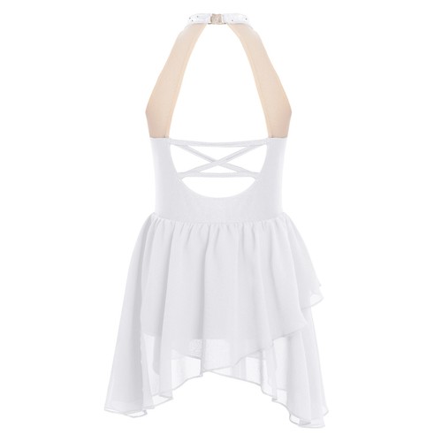 Kids Girls Lyrical Dance Costume Rhinestone Mock Neck Open Back Sleeveless Dress - Picture 37 of 61