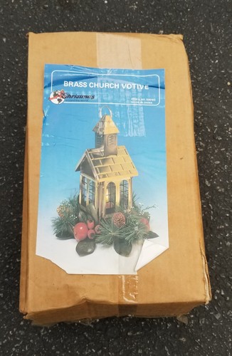 Vintage Brass Church Lantern for Votive Candle Holder Christmas Decor & Greenery