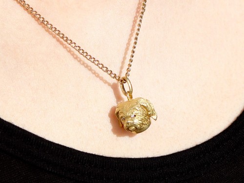 Antique Diamond and 18k Yellow Gold Dog Pendant Circa 1910 - Picture 10 of 10