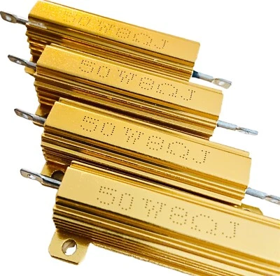 ROTUS US Stock 4pcs 8 ohm 8 50W Watt Aluminum Housed Metal Case Wire Wound Resistors