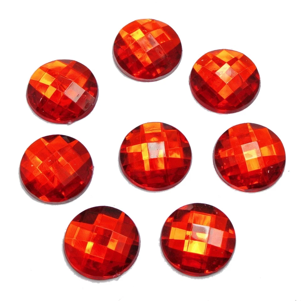 50 Red Acrylic Flatback Rhinestone Round Gem Beads 18mm No Hole - Image 2 of 4