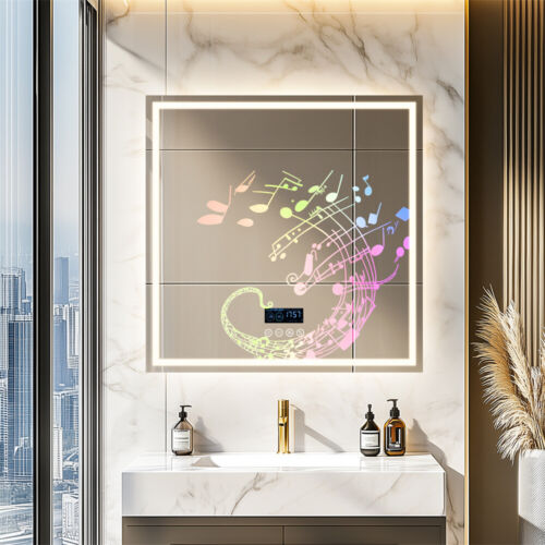 Espejo de baño LED frontal y retroiluminado Altavoz Bluetooth antiniebla regulable 32" - Imagen 2 de 18