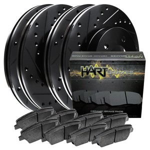 POWERSPORT BLACK DRILLED SLOTTED /& PADS-Mercedes Benz ML320 FRONT Brake Rotors