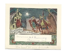 Vtg Christmas Car  Wise Men Camel Star of Bethlehem Etched Colored 1930's