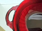 Anchor Hocking CORONATION Ruby Red Depression Glass 9.5”  Serving Bowl w Handles