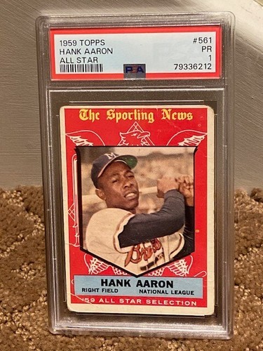 1959 Topps Hank Aaron PSA 1 #561 All Star Card NEW CLEAN CASE NICE COLOR - Picture 1 of 2