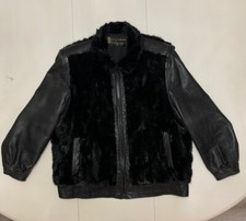 Pierre Balmain Black Soft Leather  Fur Jacket For Pologeorgis Size Large
