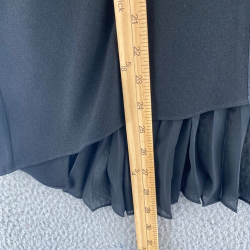 Elie Tahari Top Women Medium Black Full Zip Short Sleeve High Low Stretch Blouse - Picture 8 of 11