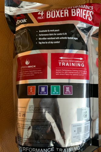 Reebok performance stretch training set of 4 Boxer briefs 6” inseam SZ M NWT - Picture 3 of 4
