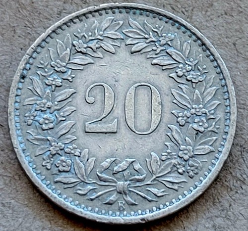 1969 Switzerland 20 Rappen KM#29a SELLER - Picture 2 of 2