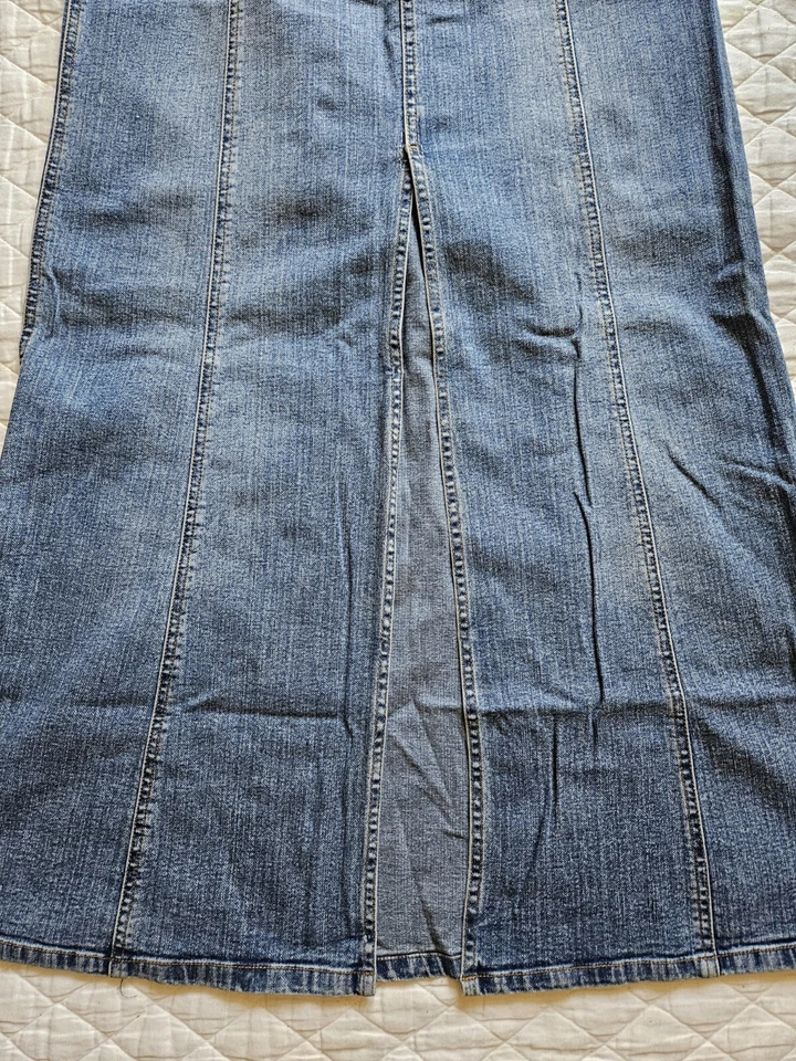 Женская Hot Kiss 💋Размер 11, Hi-Slit спереди синий джинсовой ткани двойной кнопка застежки юбка - Изображение 2 из 4