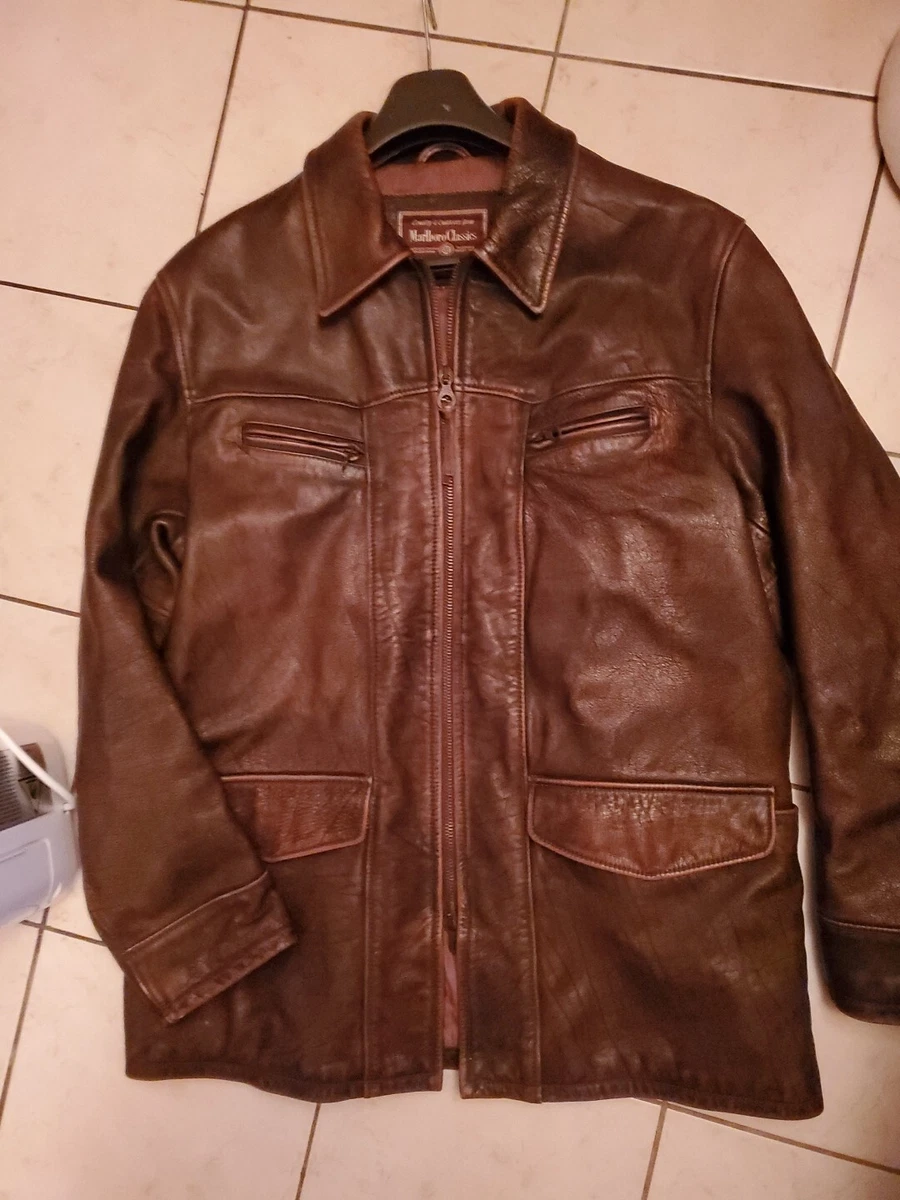 Manteau Veste en Cuir marron MALBORO CLASSICS Taille X Large
