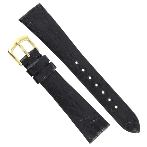 19mm Milano Black Genuine Caiman Crocodile Mens Watch Band MS 18210 Regular - Picture 3 of 4