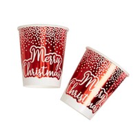 Pappbecher Merry Christmas Rot Metallic Ca. 250 Ml 8 StüCk - Becher Weihnachten