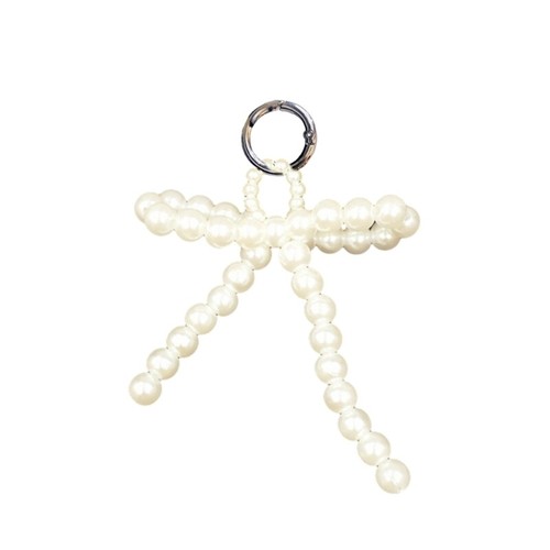 Pearl Beaded Bowknot Keychain Ornament Handbag Charm Pendant for Girls Women - Zdjęcie 3 z 11