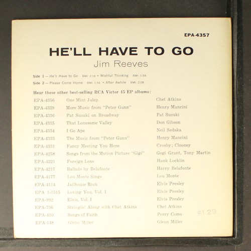 JIM REEVES: he'll have to go RCA 7" EP 45 RPM - Picture 2 of 4