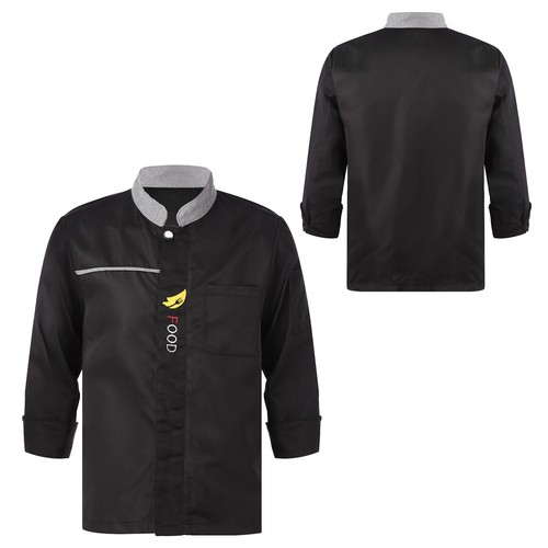 Unisex Chef Coat Short/Long Sleeve Chef Jacket Cooking Cook Uniform with Pockets - Picture 5 of 98