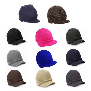 Men-Women-Winter-Warm-Knit-Hat-Visor-Brim-Peaked-Beanie-Ski-Hat-Cap-Unisex