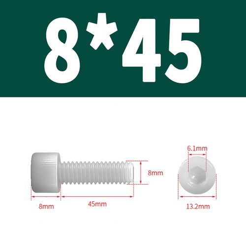 Kunststoff Zylinderschrauben Innensechskant Weiß Nylon DIN 912 M3 M4 M5 Bis M12 - Bild 54 von 82