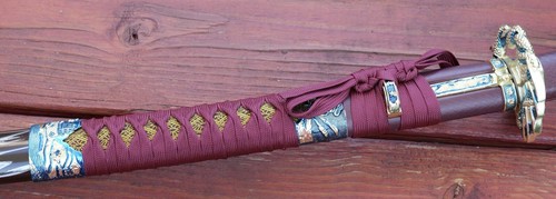 40” Samurai Sword Katana Sky Dragon Warrior 1065 Steel Blade Gold Decoration - Picture 4 of 11