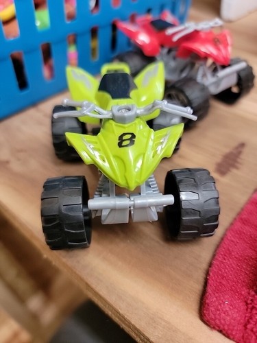 FIVE- (2) Yellow, (1) Green, (2) Red ATV 4-Wheeler 3" Long Plastic Toy Vehicles - Picture 6 of 21