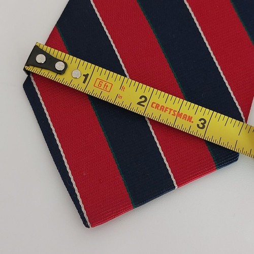 Vintage Woodward Red Blue Green White Classic Striped Necktie All Silk Men's Tie - Picture 4 of 6
