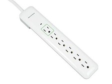 Monoprice 109198 6 Outlet Slim Surge Protector 6 Outlets - 540 Joules, White
