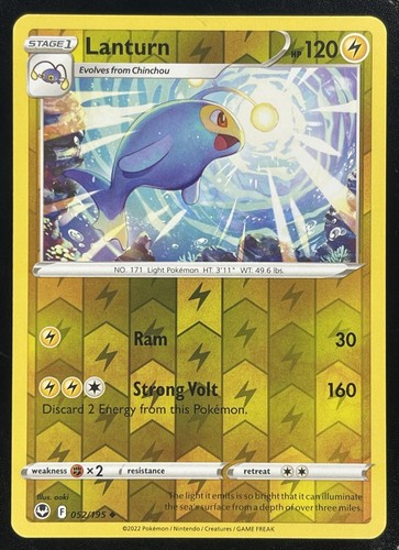 Pokemon TCG Lanturn 057/195 Silver Tempest Reverse Holo Englisch Karte 2022 NM - Bild 1 von 2