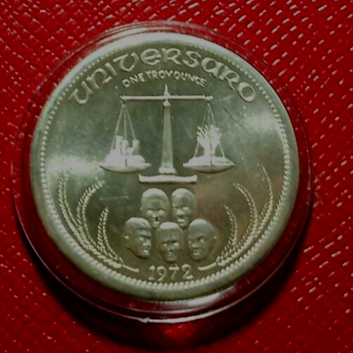 1972 Universaro World Trade Round-M & B Mining 1 Troy oz..999 Fine Silver - Picture 3 of 4