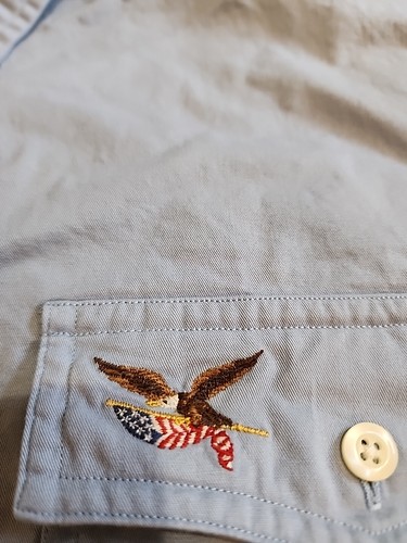 American Living Eagle & Flag USA Men's XXL S/S Blue Button Down EUC. GB25 - Picture 4 of 10