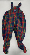 OshKosh Baby B'Gosh SZ 6 9 MO Overalls Vestbak Footed Flannel Plaid Vintage 90s