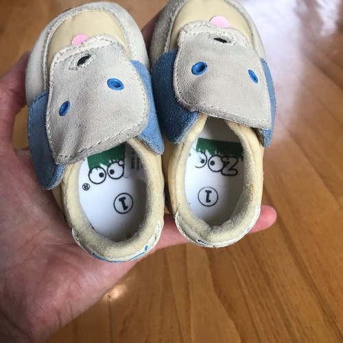 Welpe Hund Baby Zoo Schuhe Vintage Turnschuhe hellbraun blau gelb Kleidung Jungen Gr. 1 - Bild 13 von 13