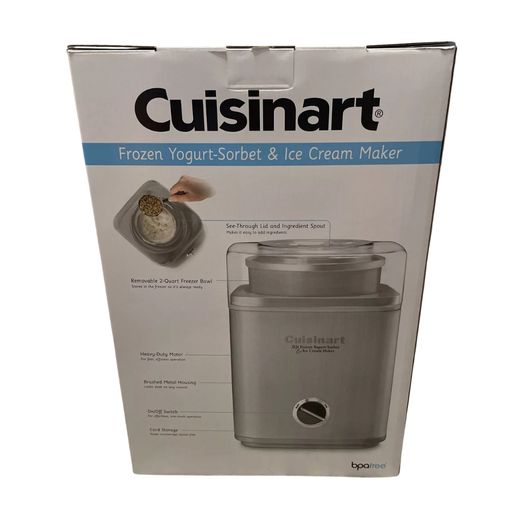 CUISINART  2-Qt. Frozen Yogurt Maker, Chrome ICE-30BCP1  | NEW | FREESHIP | AUTH