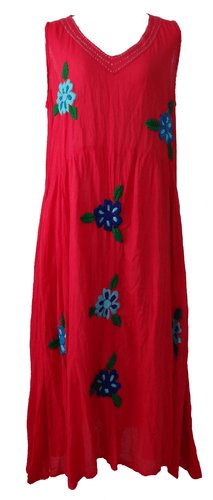 Handbesticktes Baumwollkleid, ärmelloses Bauernkleid - Bild 1 von 5