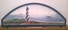 Light House ~Ocean with Sailboats ~Wood Wall Hanging 4 Pegs Key ~Cup ~Hat Holder