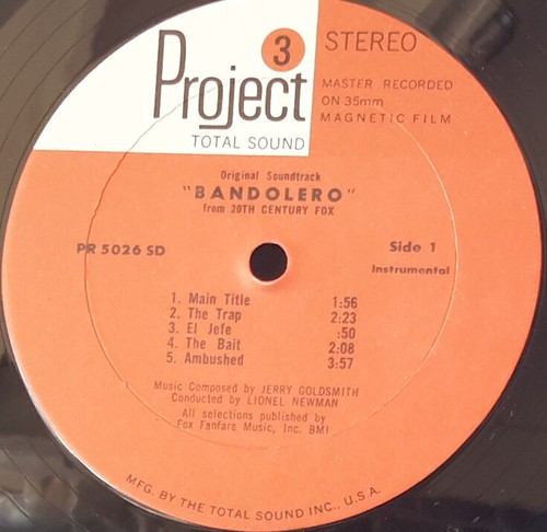 BANDOLERO! - SOUNDTRACK by J. GOLDSMITH 1968 PROJECT 3 PR5026SD US 1ST PRESS LP - Picture 4 of 4