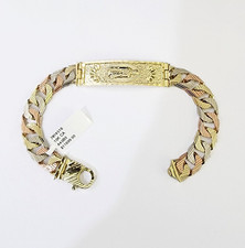 10K Trio Gold ID Bracelet With Miami Cuban Link 11 mm 8.5" inches 10kt