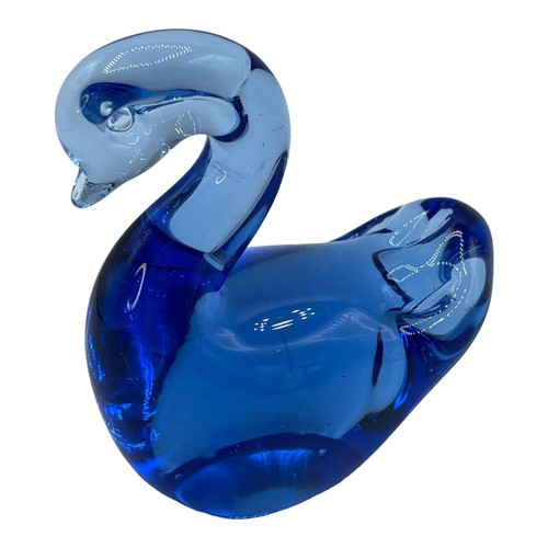 Vintage Pilgrim Cobalt Blue Hand Made Art Glass Swan Duck Paperweight/Figurine - Picture 1 of 7