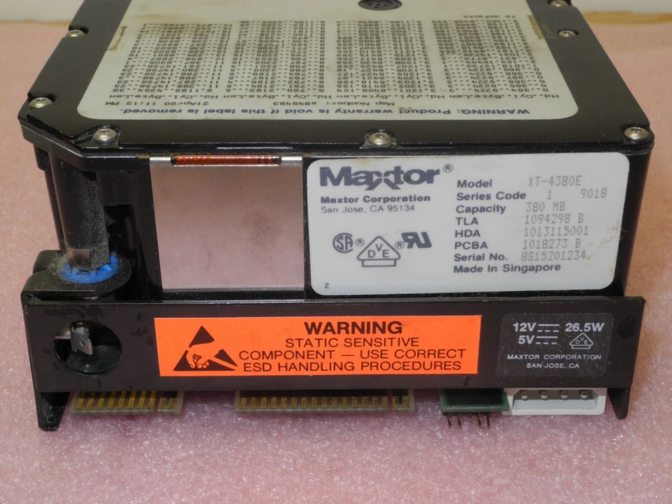 MAXTOR XT-4380E 380MB 5.25" FULL HEIGHT HARD DISK DRIVE, ESDI INTERFACE - Image 2 of 4
