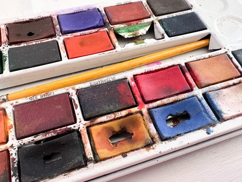 Vintage PAGE of London Water Colour Paints Palette Metal Tin Case Cowboy Indian - Picture 11 of 14