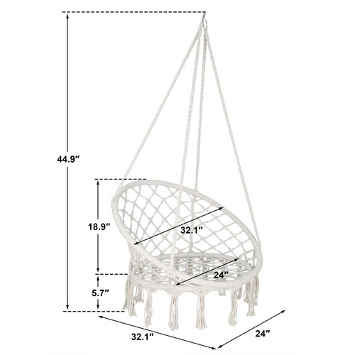 2x Beige Hängesessel Baumwolle Seil Makramee Hängesessel Schaukel Outdoor Indoor - Bild 2 von 12