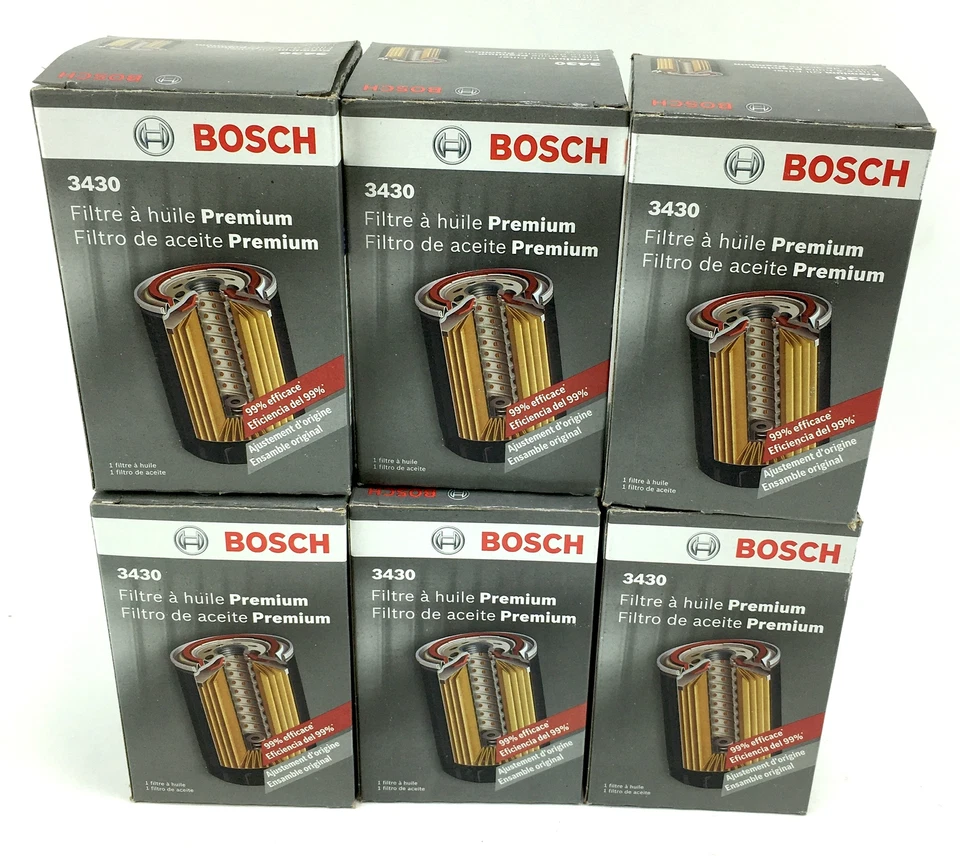 Juego de 6 filtros de aceite de motor giratorios originales Bosch Premium para Chevy GMC Pontiac Foto 3 de 4