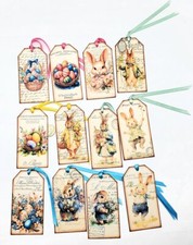 12-Easter-Whimsy-Cute-Spring-Junk Journal-Linen Cardstock-Gift-Hang-Tags