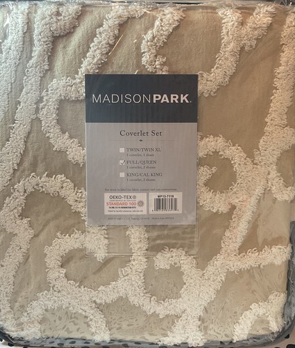 ⚡️Madison Park Cotton Tufted Coverlet Set With Taupe Finish (Full/Queen)