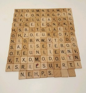 129 Assorted Scrabble Wood Tiles Ebay